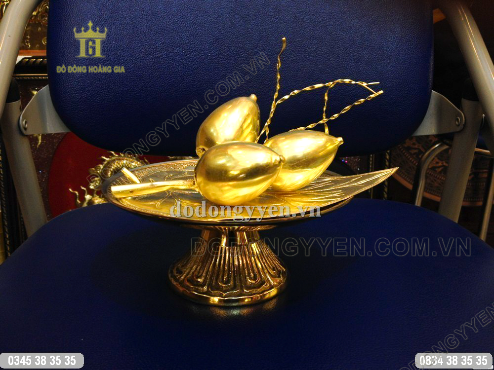 Bộ trầu cau bằng đồng dát vàng cao cấp