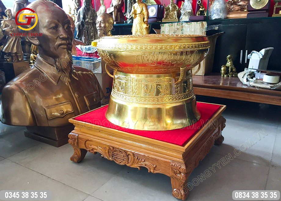 Trống đồng đông sơn dát vàng cao cấp