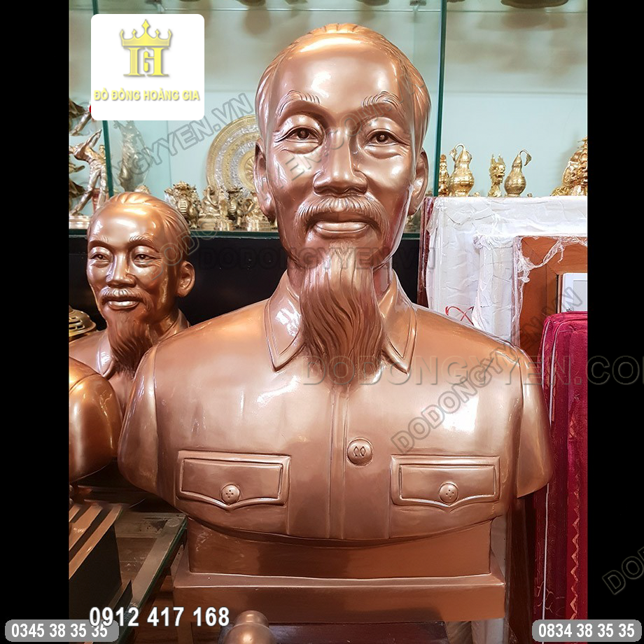 Tượng bác hồ đồng đỏ đúc thủ công