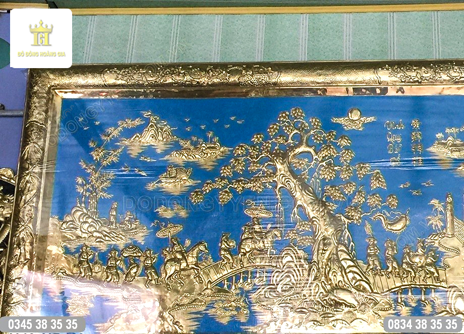Tranh đồng quê khung đồng nền xanh