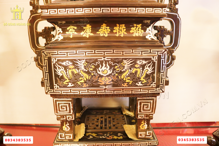 Đồ đồng khảm ngũ sắc cao cấp năm chữ vàng