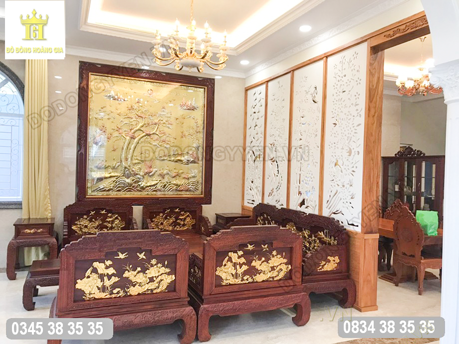 Tranh bách hạc quần tùng cao cấp