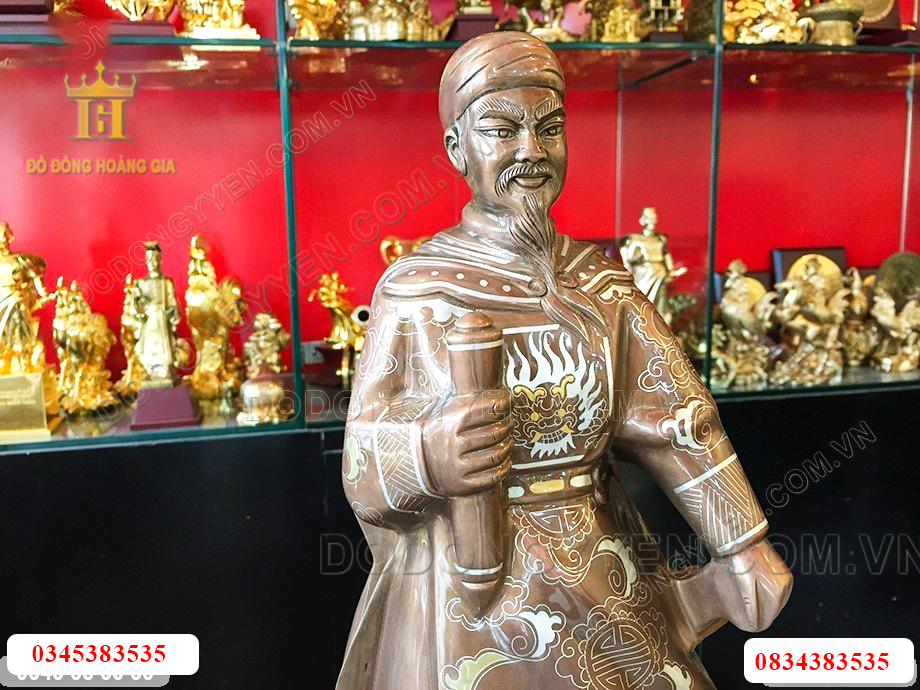 Tượng đồng Trần Hưng Đạo khảm tam khí cao cấp