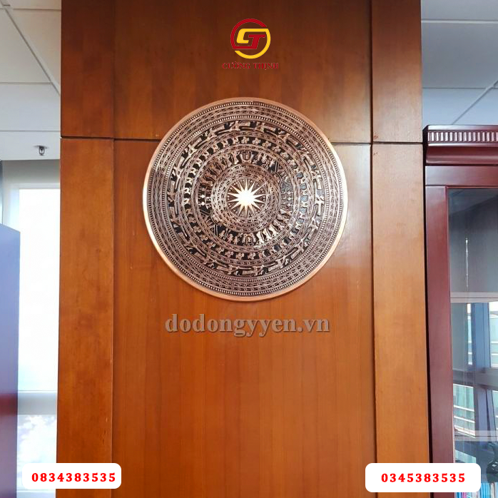 tranh trống đồng đỏ treo tường cao cấp 