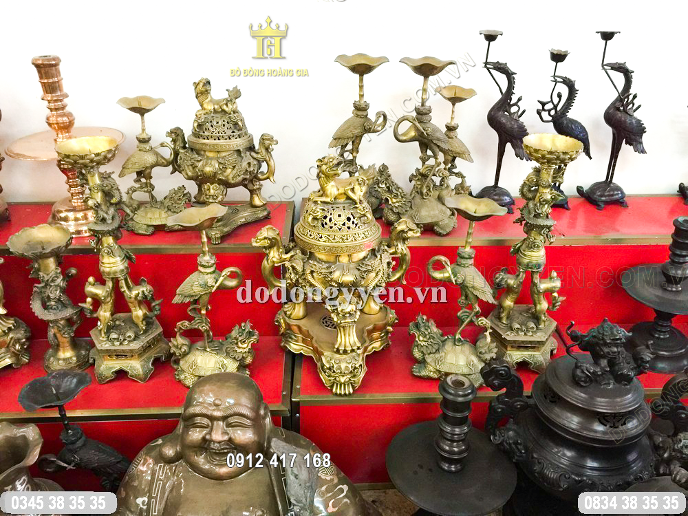 Bộ đồ thờ đồng hun giả cổ 