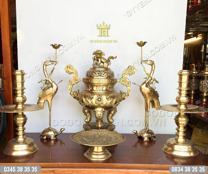 Bộ đình đồng thờ cúng nguyên chất