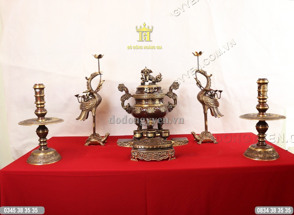 Bộ đồ thờ đồng hun giả cổ nguyên chất