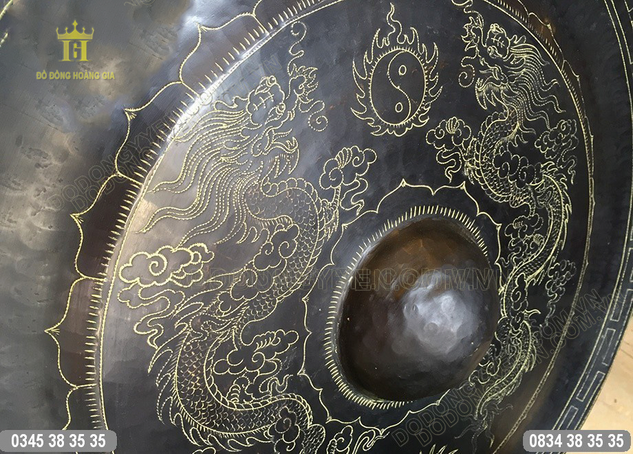 Chiêng đồng ám hoa văn đẹp đúc thủ công