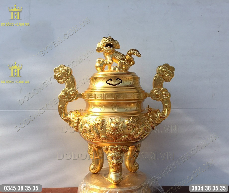 Đỉnh đồng dát vàng cao cấp