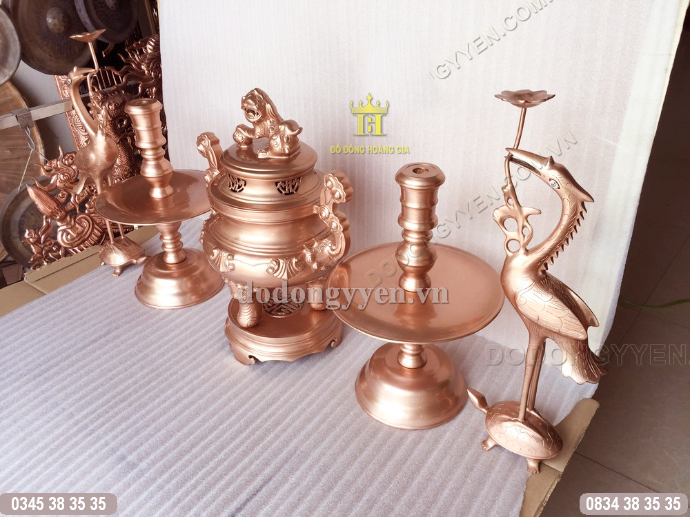 bộ đồ thờ đồng nguyên chất chuẩn ý yên 