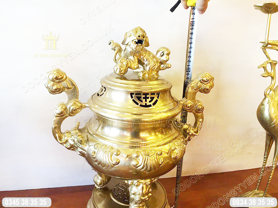 Đỉnh đồng vàng nguyên chất đúc thủ công