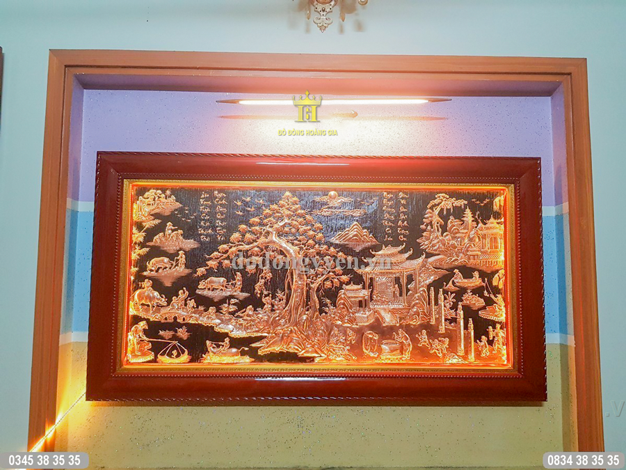tranh đồng quê bằng đồng đỏ thúc thủ công