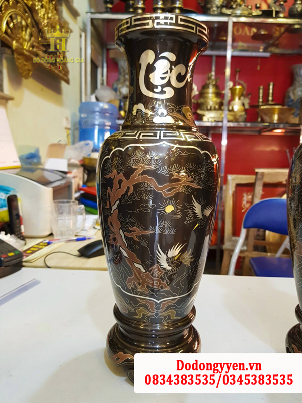 Lọ hoa chữ lộc bằng đồng đỏ