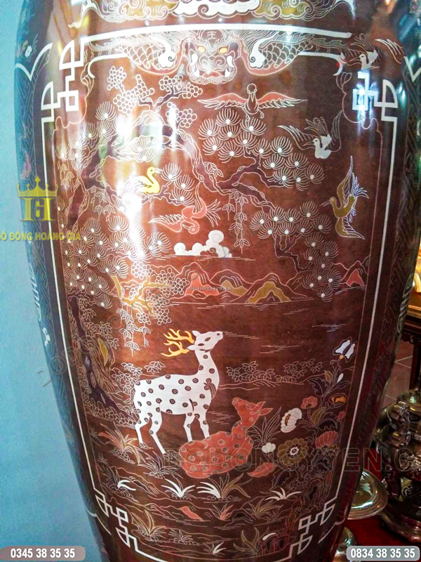Hình ảnh hoa văn trên lọ hoa đồng khảm tam khí