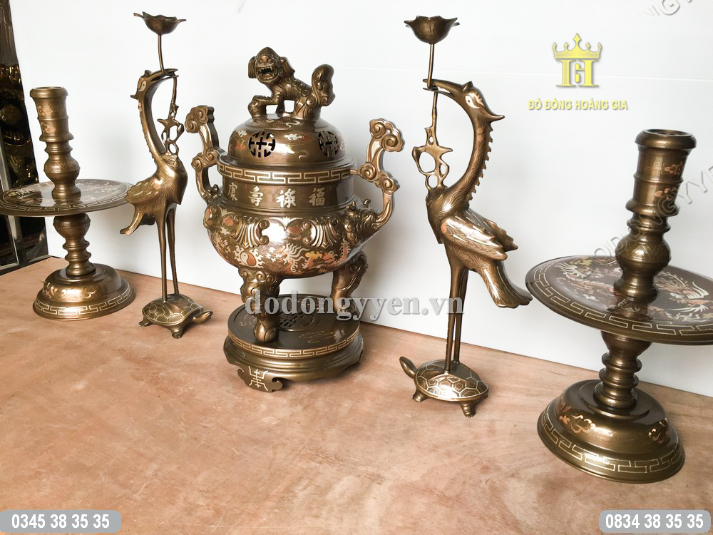 Đồ đồng khảm tam khí cao cấp 