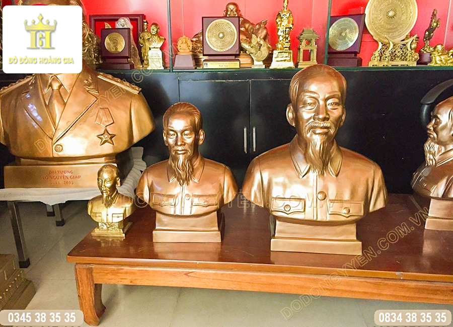 Tượng bác hồ đồng đỏ nguyên chất