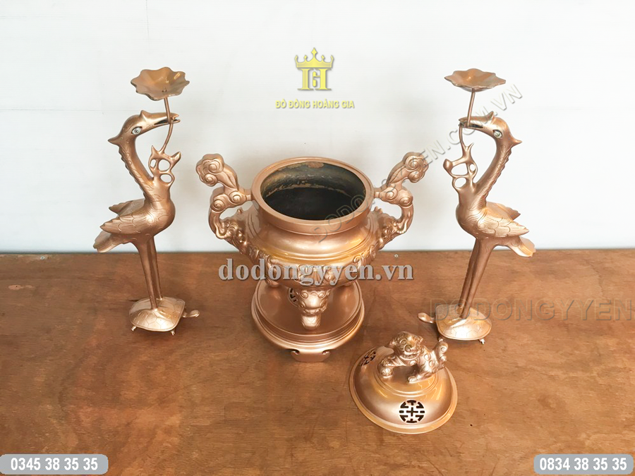 Bộ tam sự bằng đồng đỏ nguyên chất 