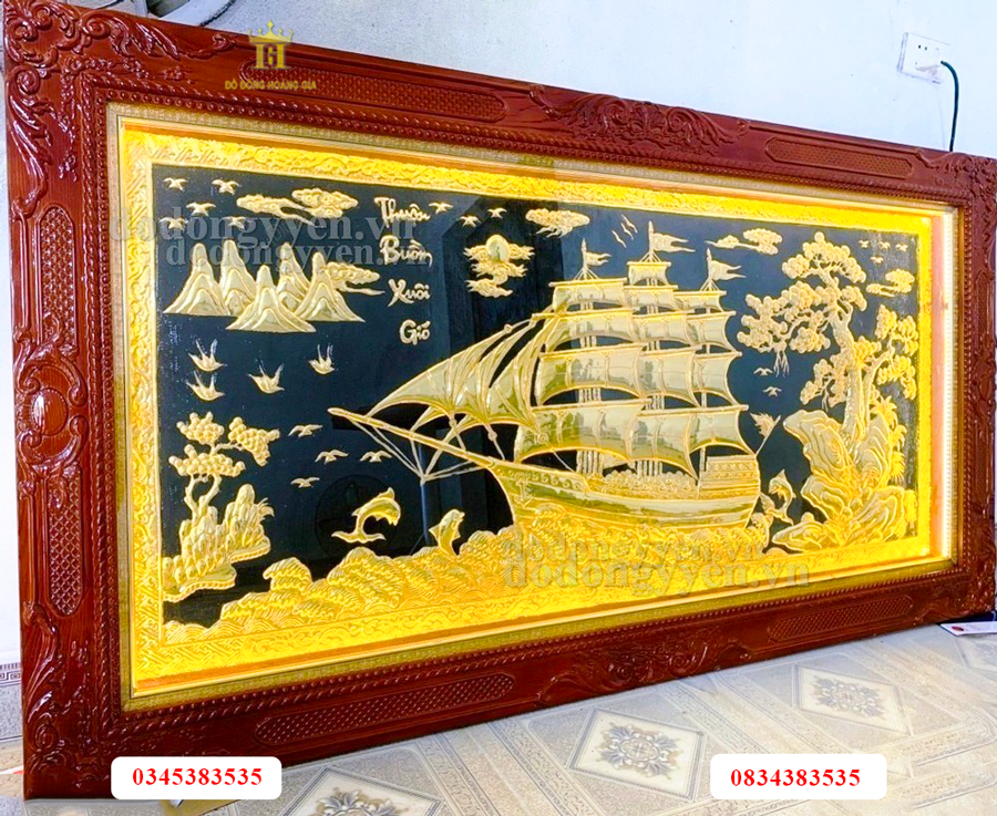 Tranh thuyền buồm dát vàng cao cấp