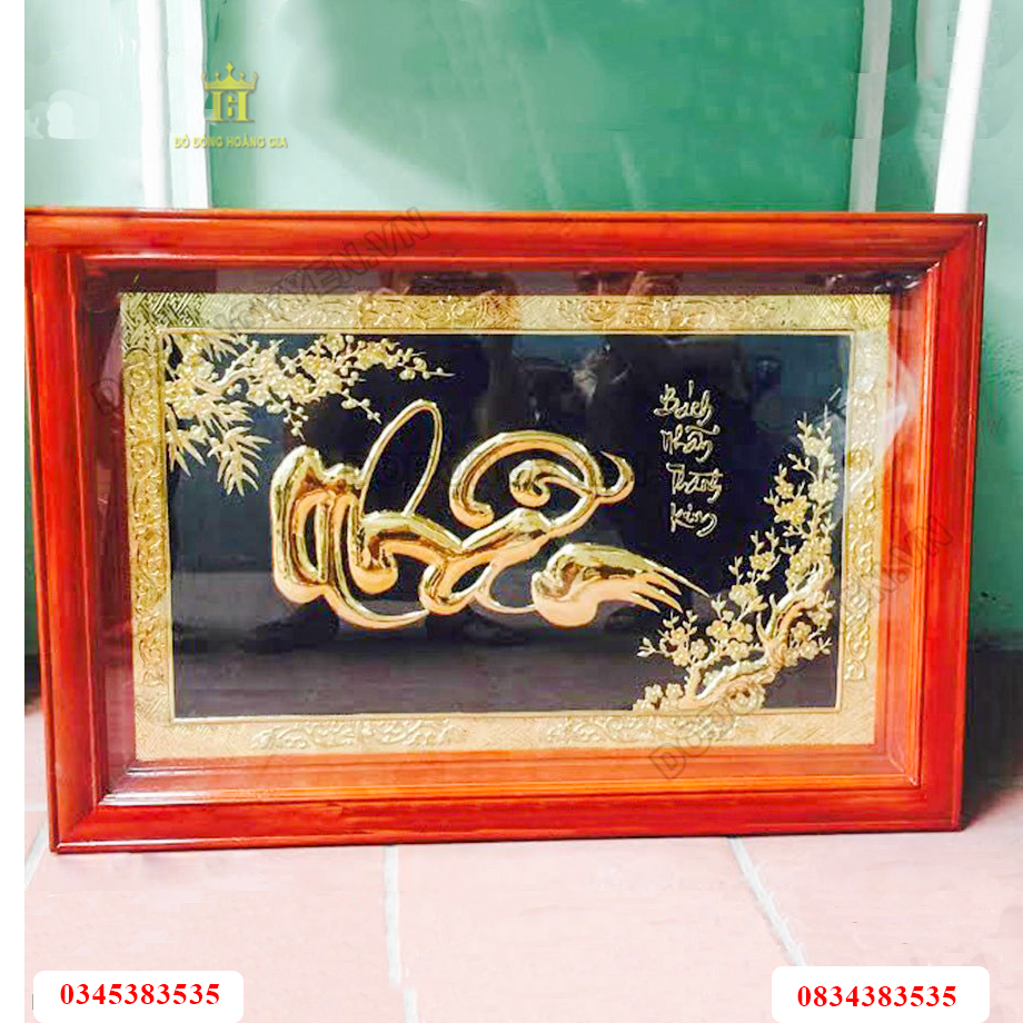 tranh chữ nhẫn dát vàng