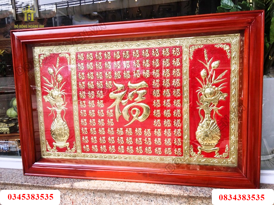Tranh chữ phúc bằng đồng vàng cao cấp