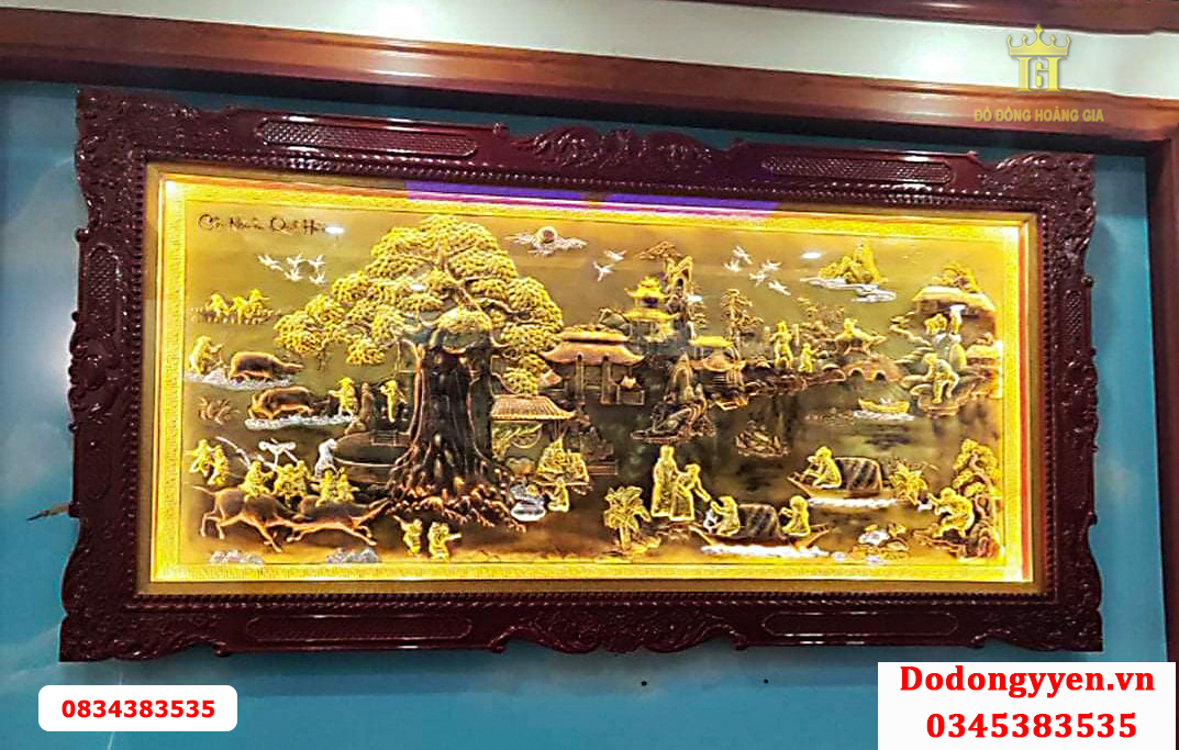 Mẫu tranh cội nguồn quê hương bằng đồng vàng đẹp 