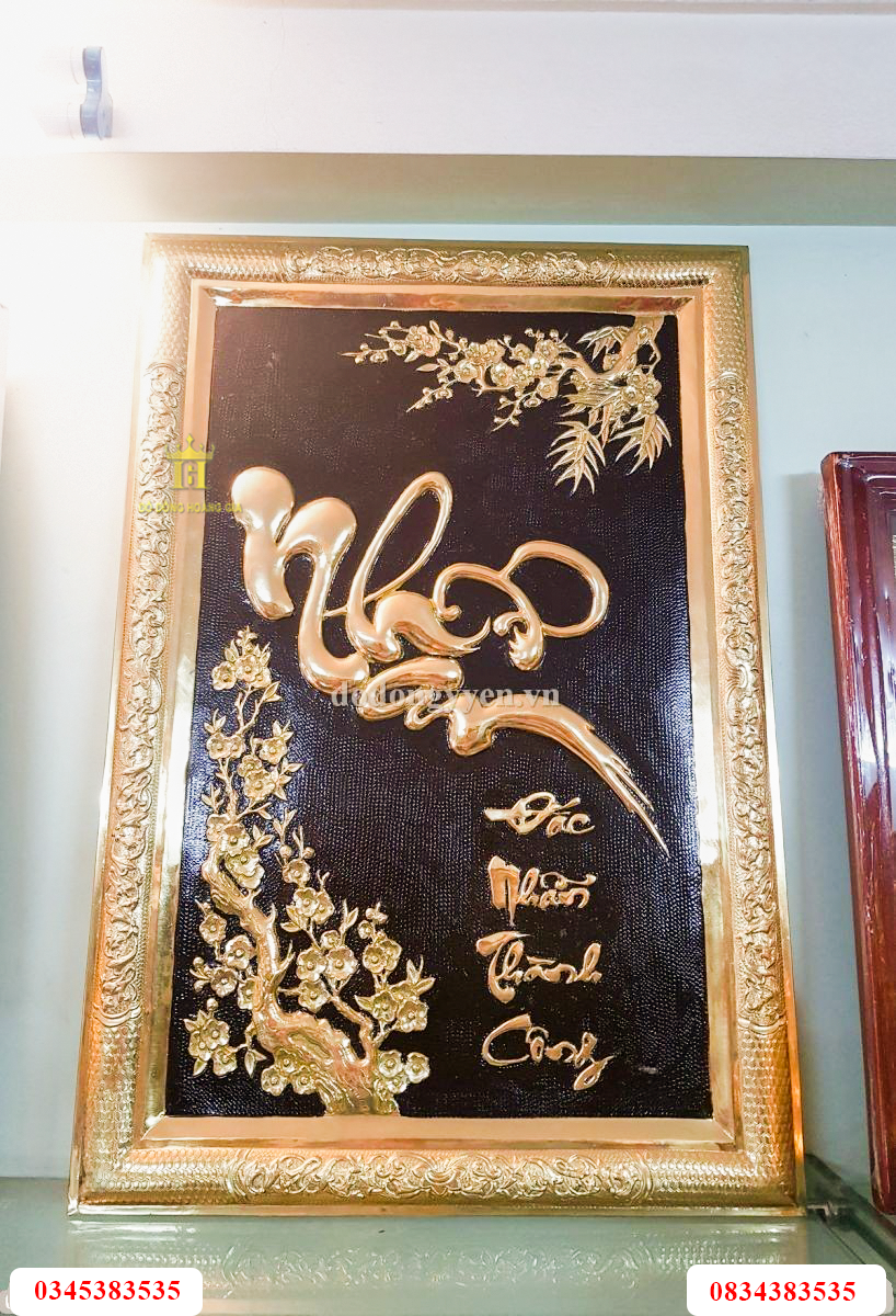 Tranh chữ nhẫn dát vàng cao cấp