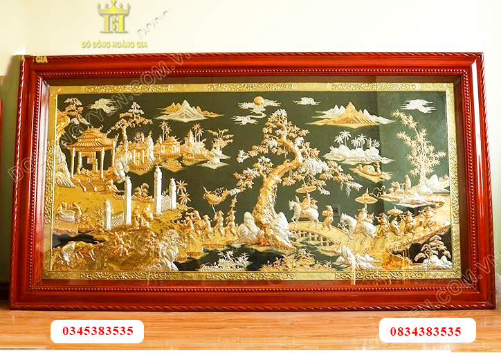Tranh đồng quê dát vàng cao cấp