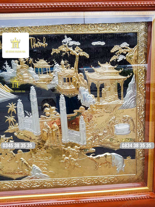 Tranh đồng quê bằng đồng vàng nguyên chất