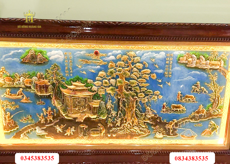 Tranh đồng quê giả cổ cao cấp