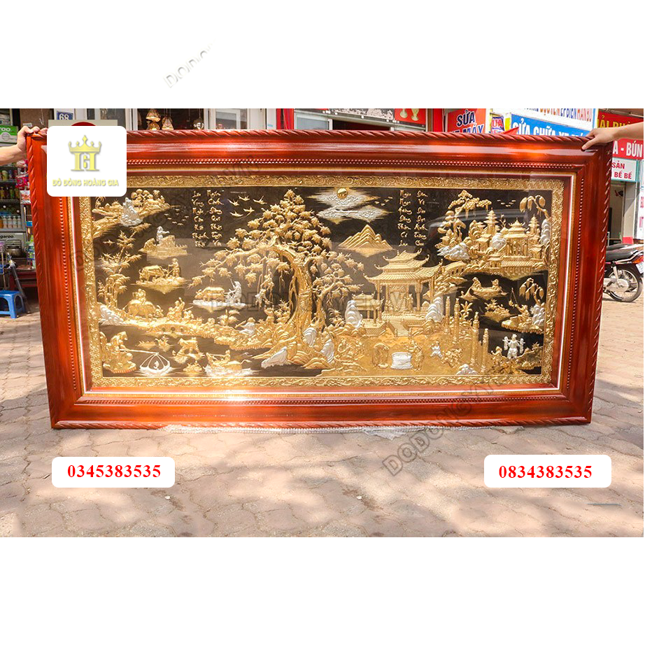 Tranh đồng quê khảm tam khí cao cấp