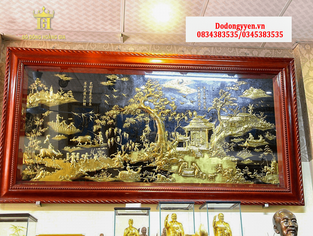 Tranh đồng quê bằng đồng vàng làm tinh xảo