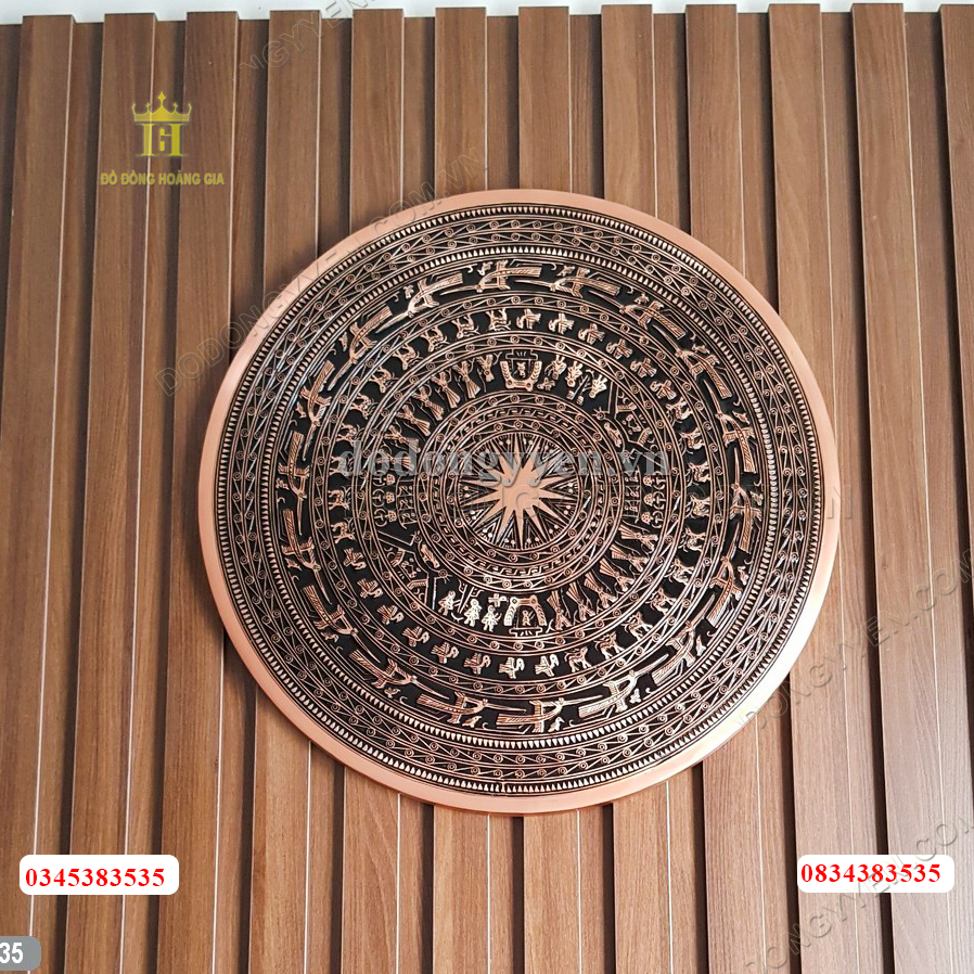 Tranh mặt trống bằng đồng đỏ nguyên chất