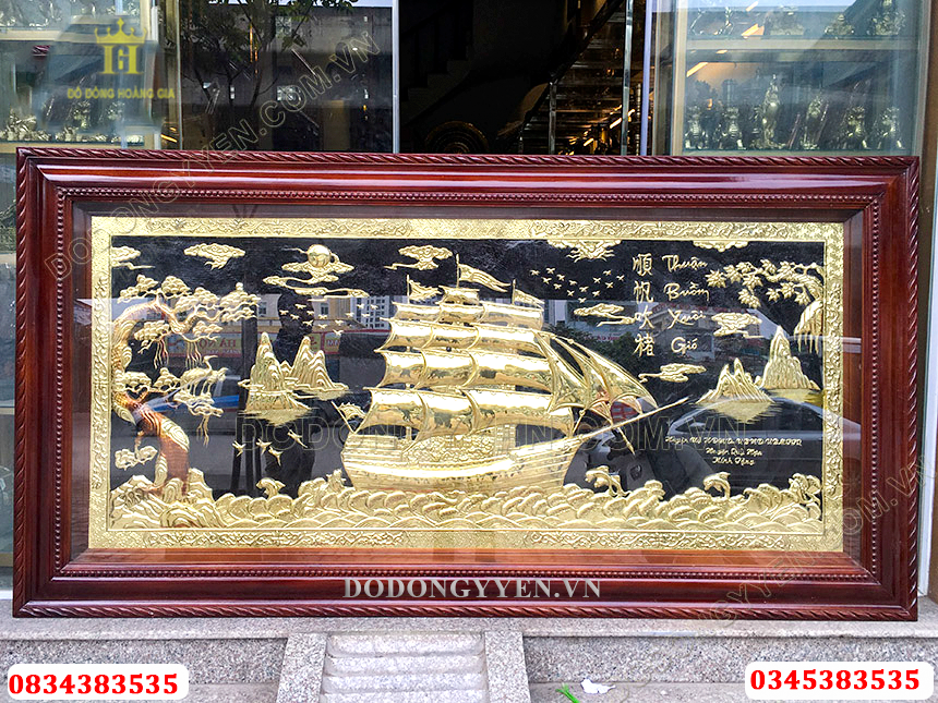 Tranh Thuận buồm xuôi gió bằng đồng vàng cao cấp