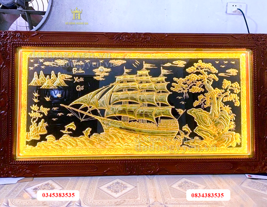 Tranh thuyền buồm dát vàng cao cấp