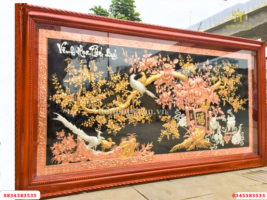 Tranh đồng vinh hoa phú quý dát vàng cao quý