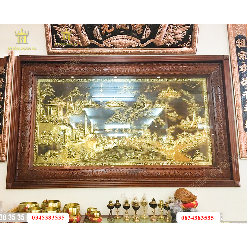 Tranh đồng vinh quy bái tổ đồng vàng nguyên chất