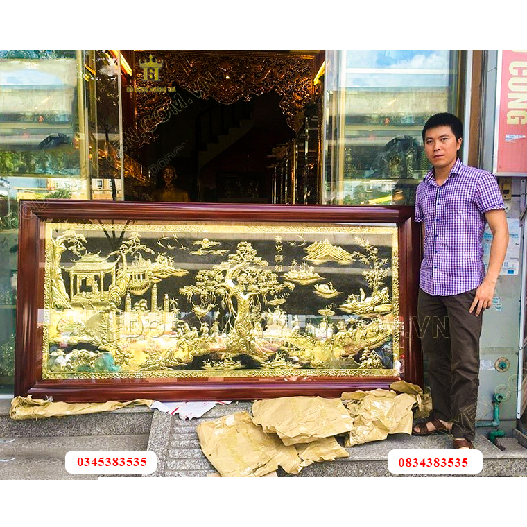 Tranh vinh quy bái tổ đồng vàng chuẩn