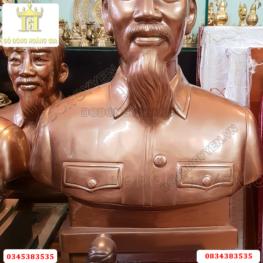 Tượng bác hồ đồng đỏ nguyên chất
