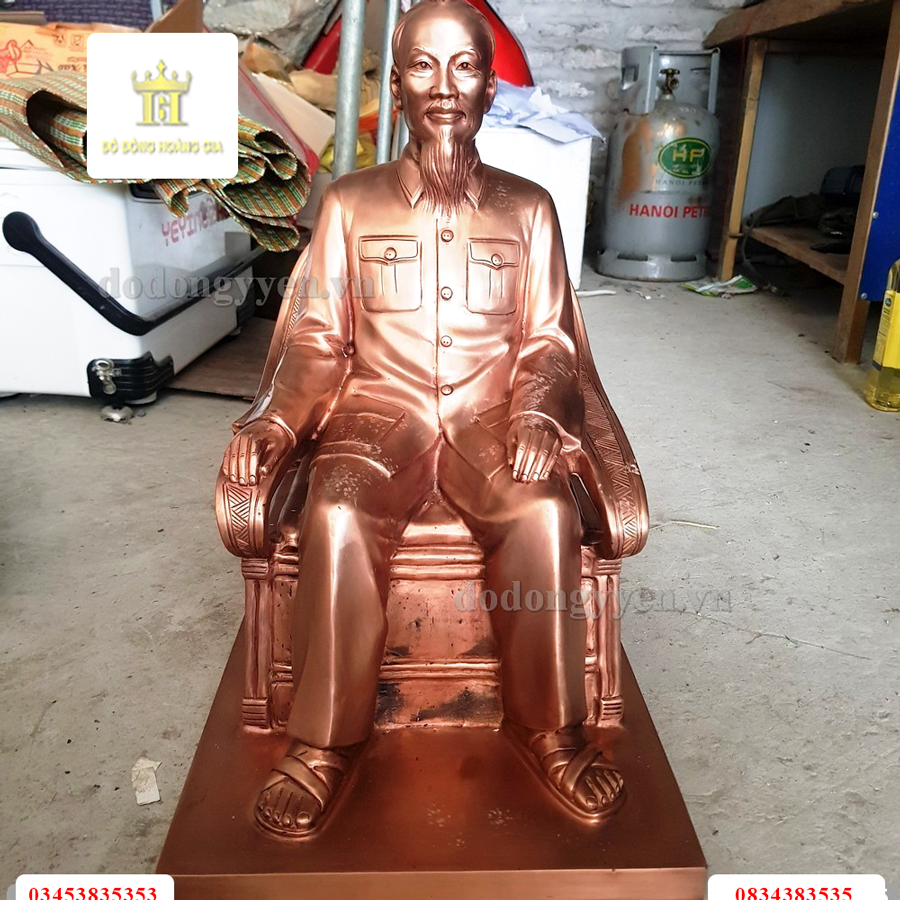 Tượng bác hồ đồng đỏ nguyên chất