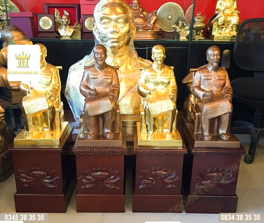 Tượng bác hồ đồng dát vàng cao cấp