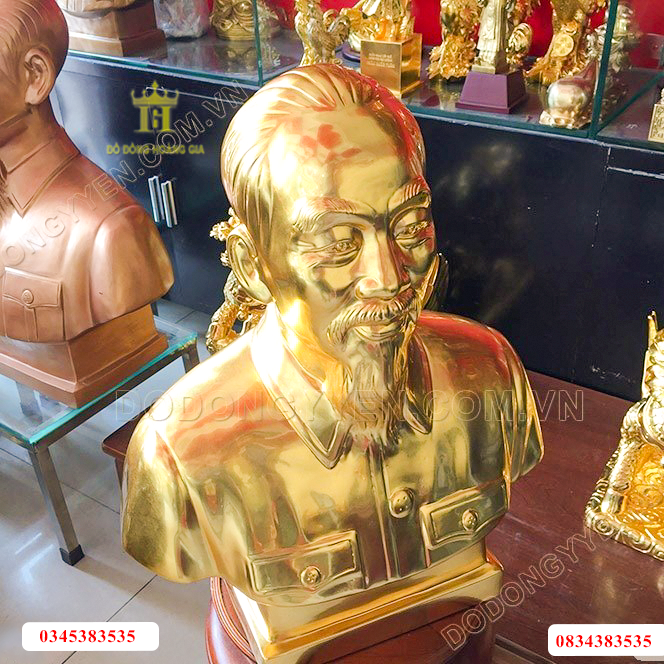 Tượng bác hồ bán thân đồng dát vàng cao cấp