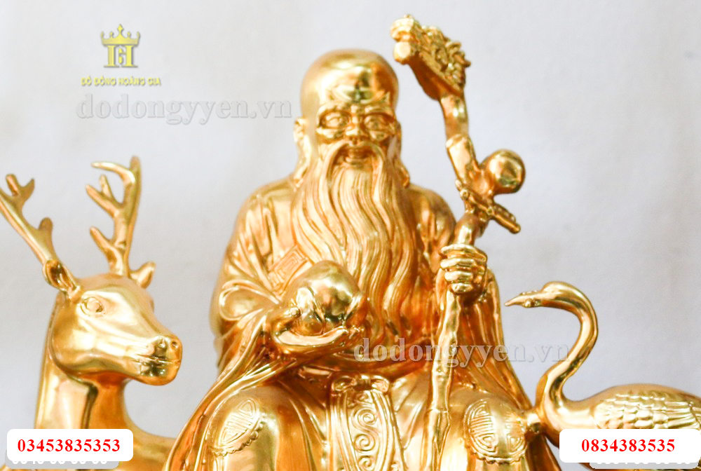 Tượng hươu hạc đồng dát vàng cao cấp