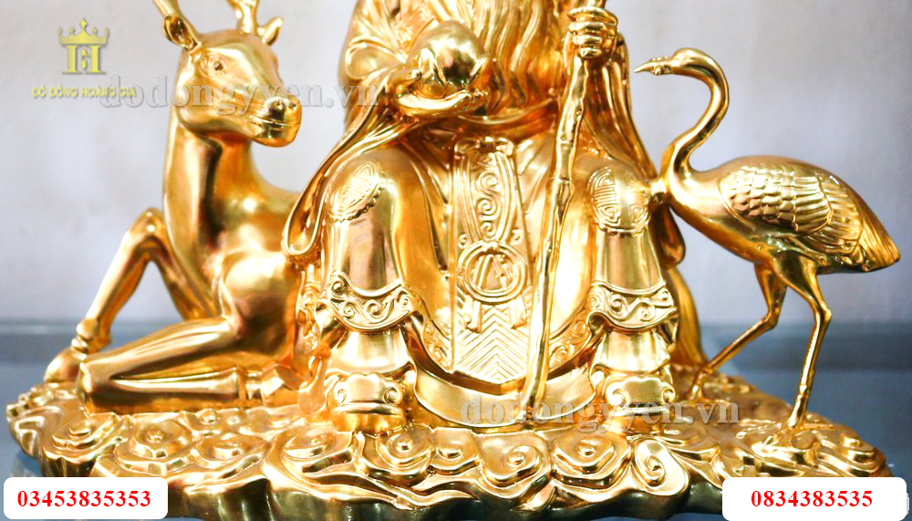 Tượng hươu hạc bằng đồng dát vàng