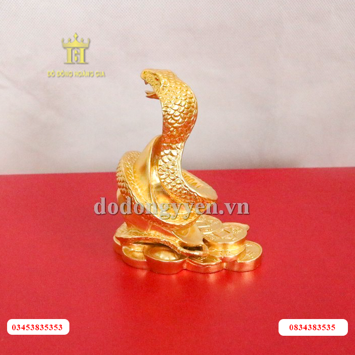 Tượng rắn đồng dát vàng cao cấp